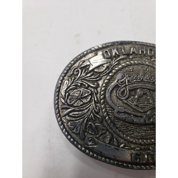 Lot Of 3 Vintage Oklahoma City Guess Y2K Chunky Big Two Tone Western Belt Buckle - Picture 3 of 16